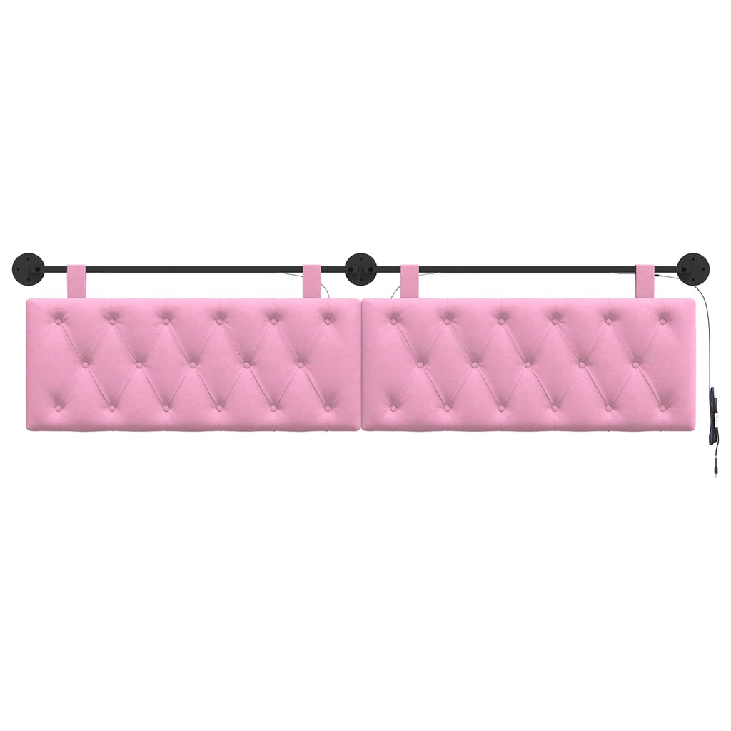 Hängendes Kopfteil Mit LED Licht Rosa Stoff