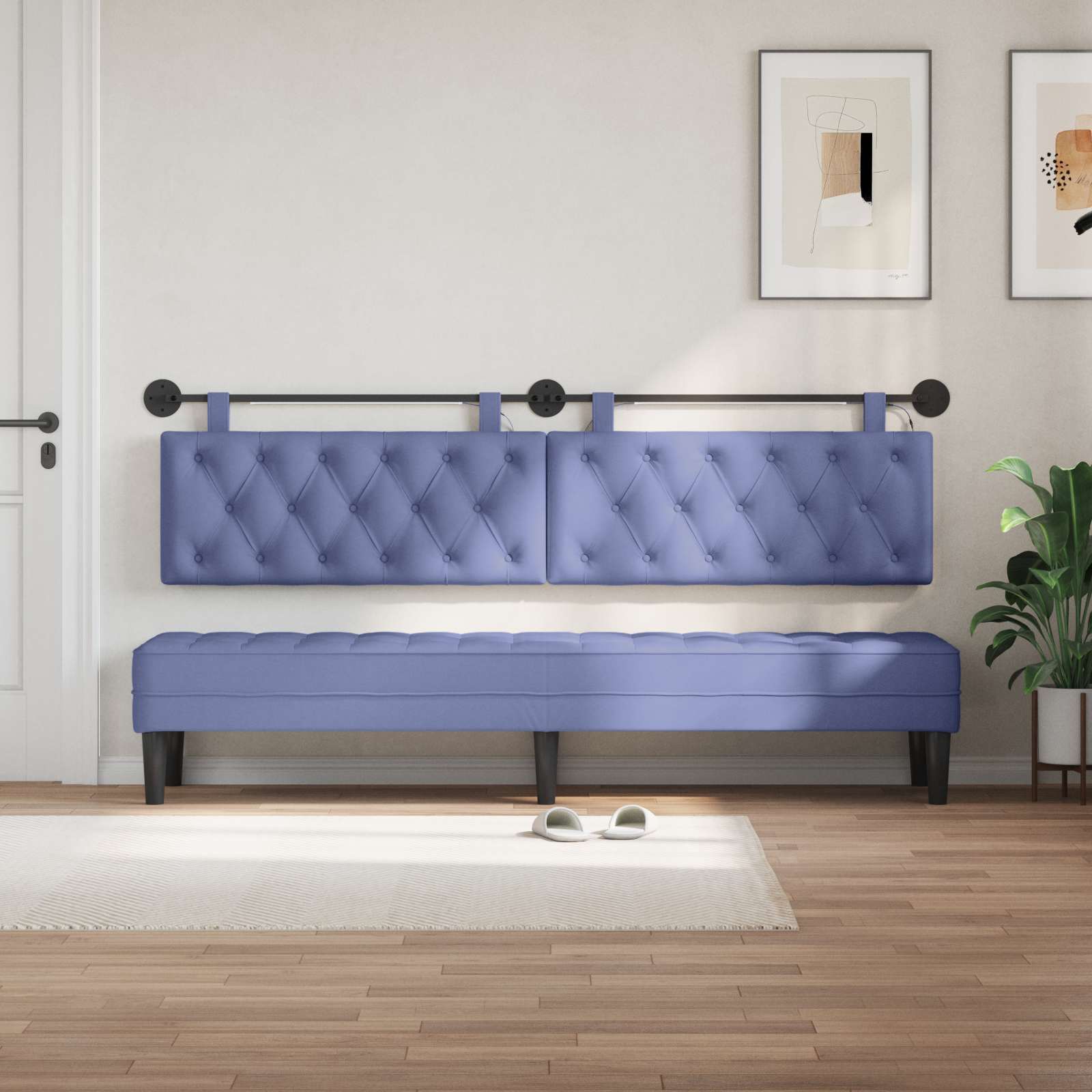 Hängendes Kopfteil Mit LED Licht Jeans blau Stoff