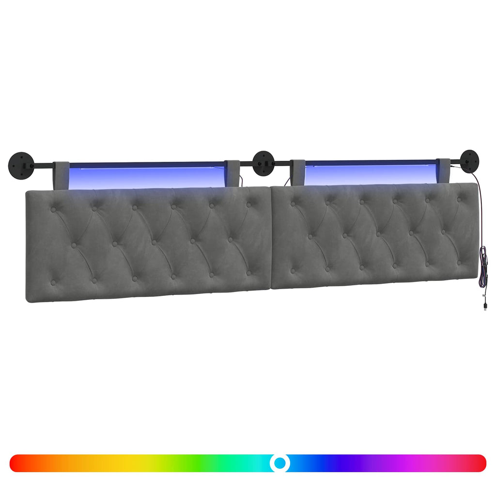 Hängendes Kopfteil Mit LED Licht Dunkelgrau Samt