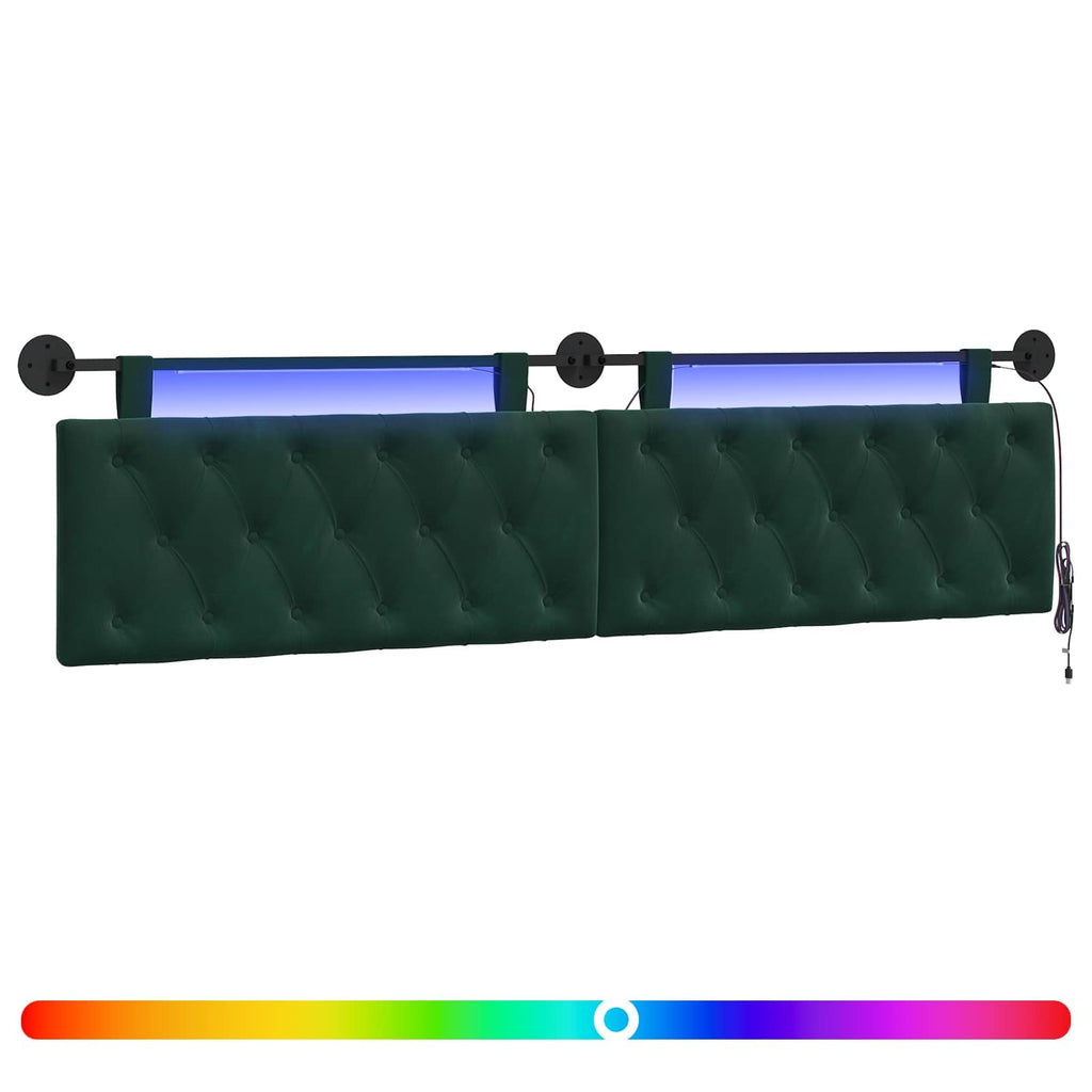 Hängendes Kopfteil Mit LED Licht Dunkelgrün Samt