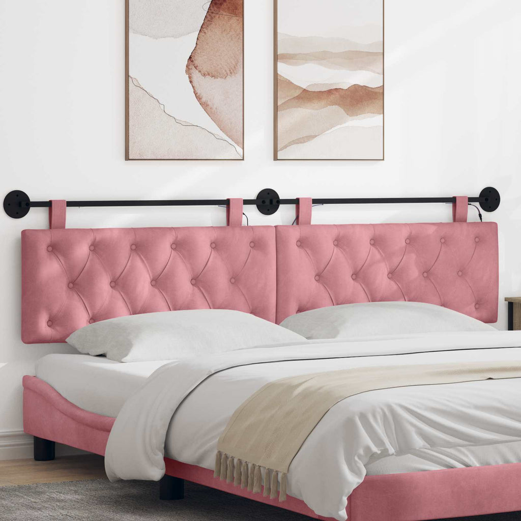 Hängendes Kopfteil Mit LED Licht Rosa Samt