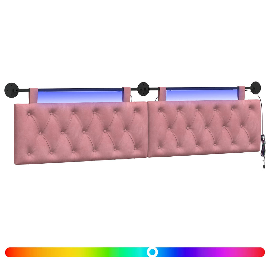 Hängendes Kopfteil Mit LED Licht Rosa Samt