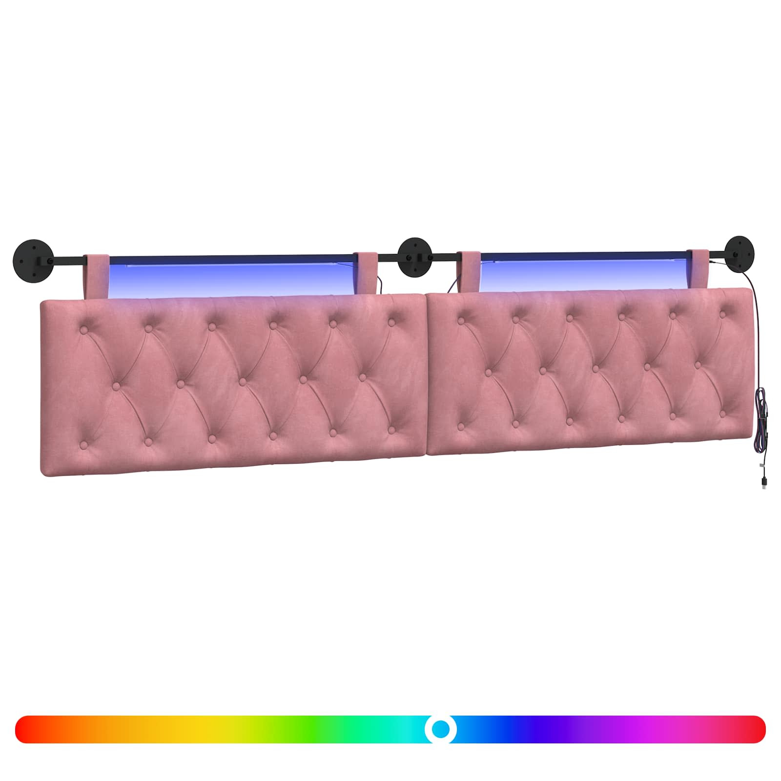 Hängendes Kopfteil Mit LED Licht Rosa Samt