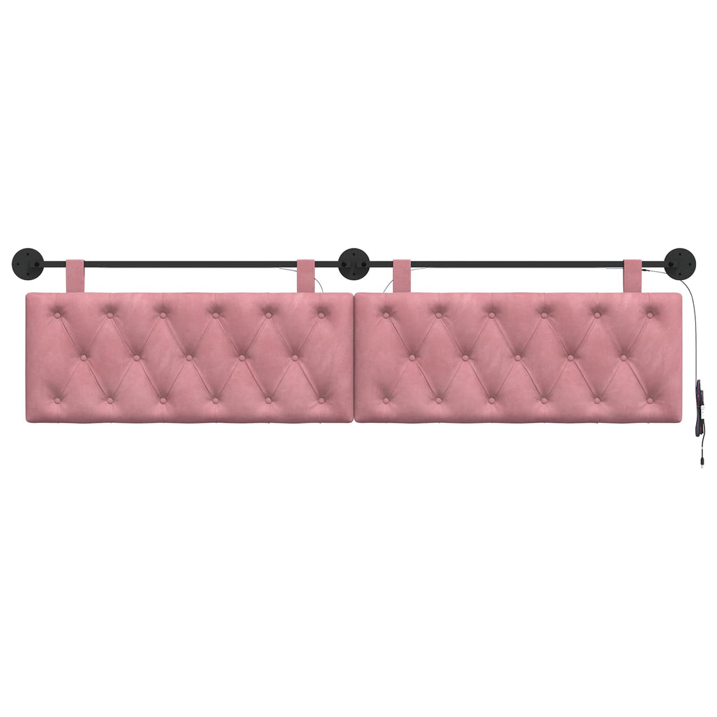 Hängendes Kopfteil Mit LED Licht Rosa Samt
