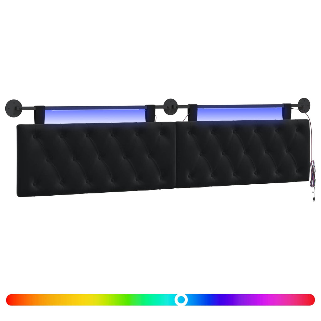 Hängendes Kopfteil Mit LED Licht Schwarz Samt
