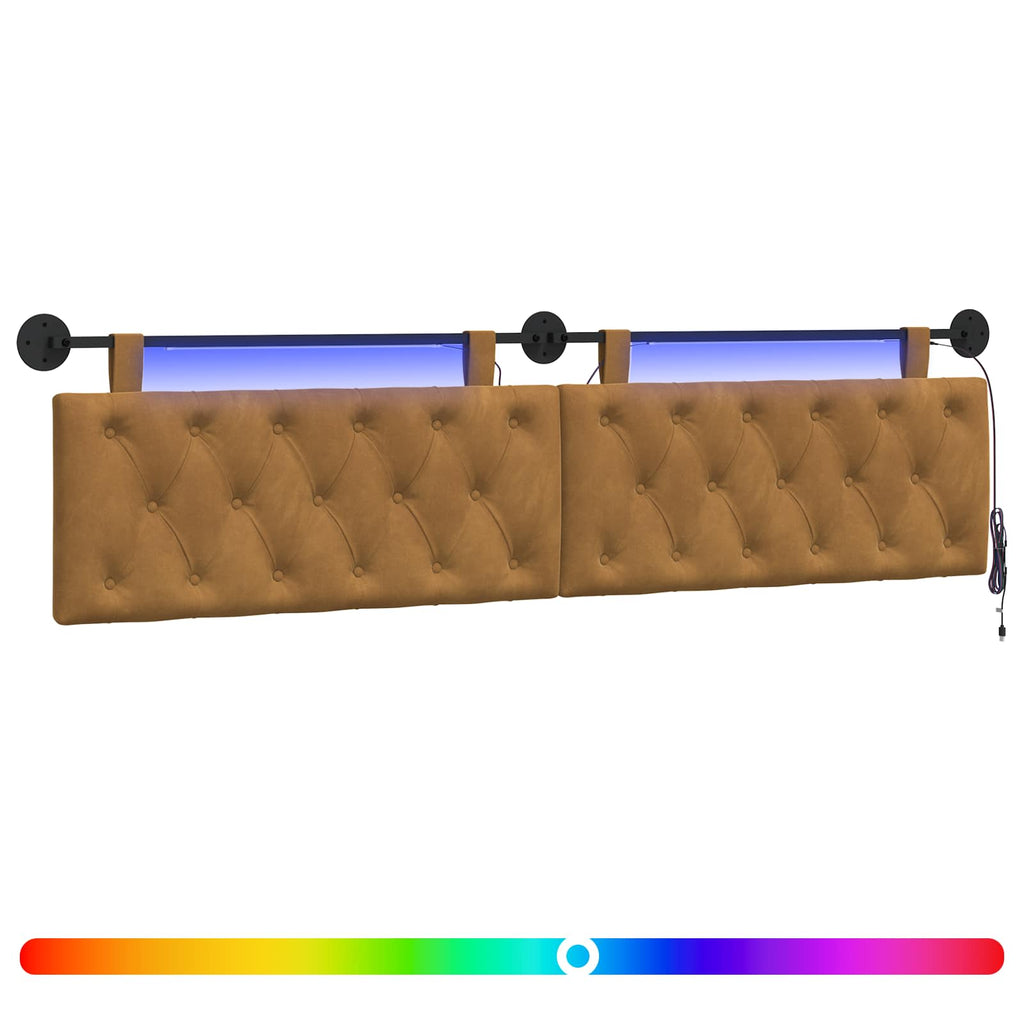 Hängendes Kopfteil Mit LED Licht Braun Samt