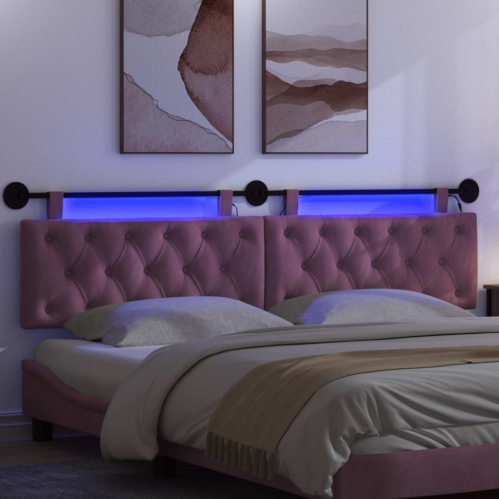 Hängendes Kopfteil Mit LED Licht Lila Samt
