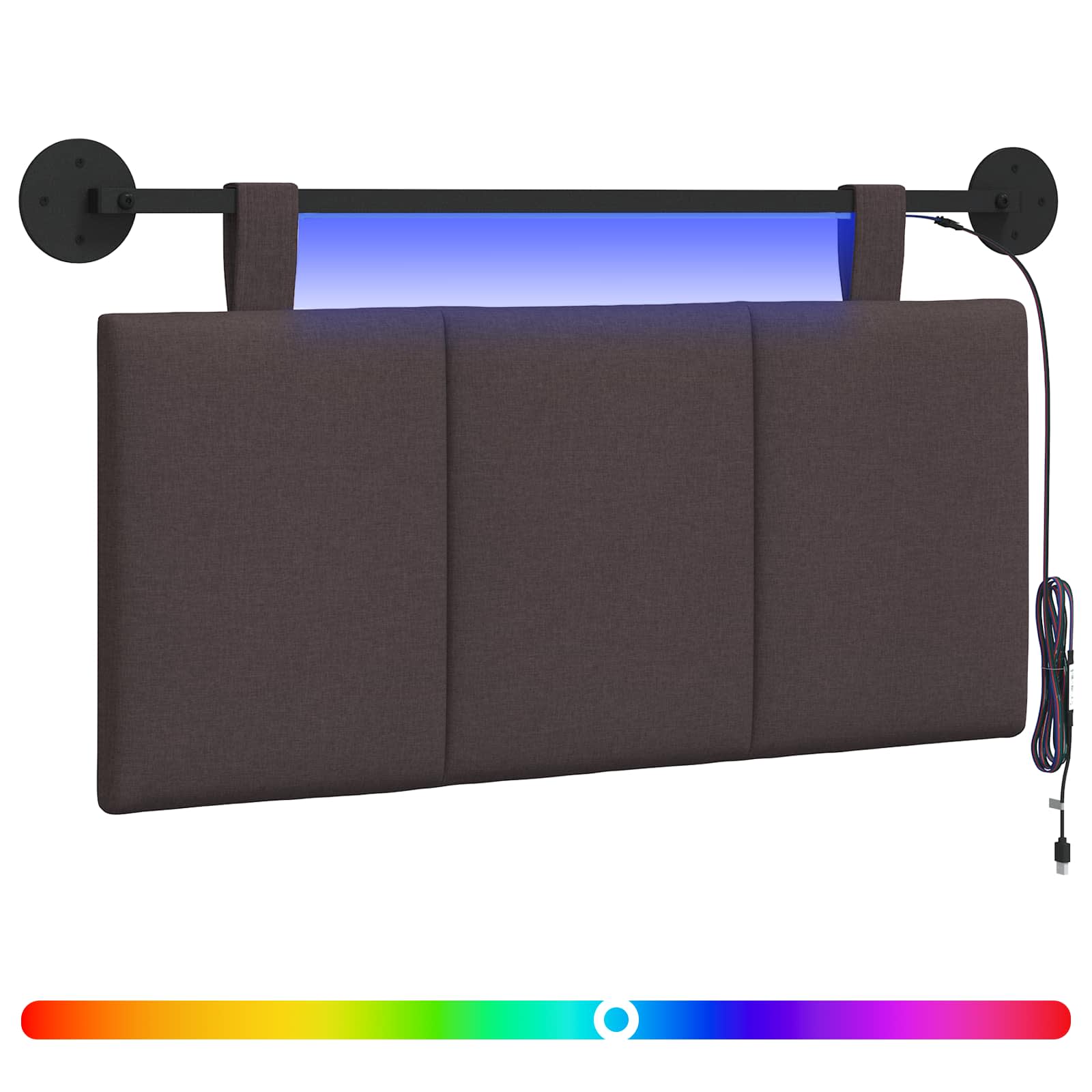 Hängendes Kopfteil Mit LED Licht Dunkelbraun Stoff