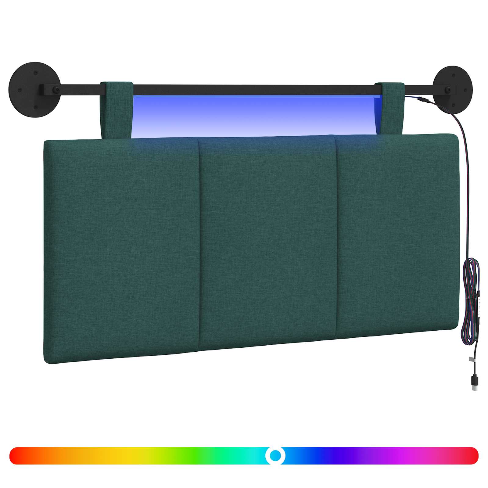 Hängendes Kopfteil Mit LED Licht Dunkelgrün Stoff