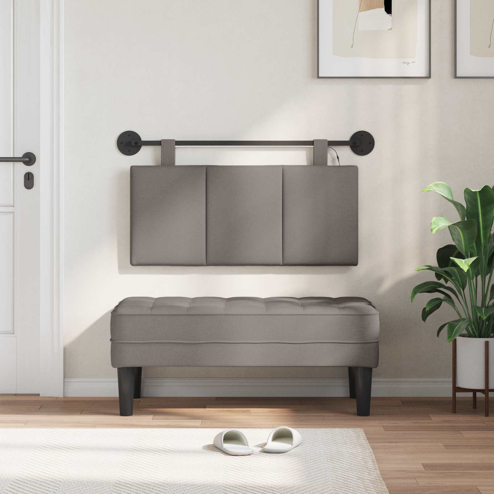 Hängendes Kopfteil Mit LED Licht Taupe Stoff