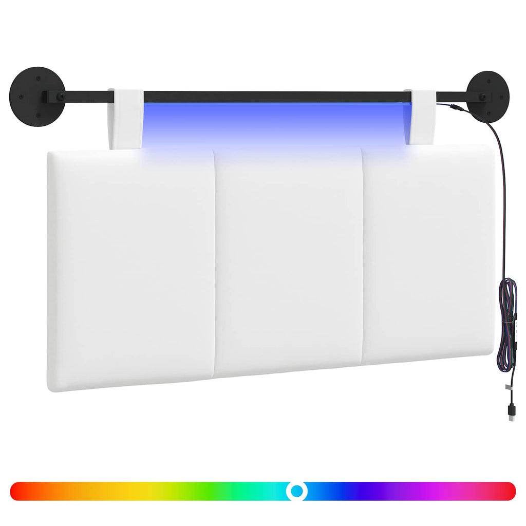 Hängendes Kopfteil Mit LED Licht Weiß Stoff