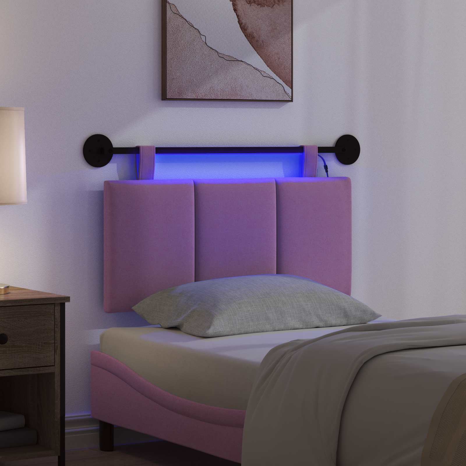 Hängendes Kopfteil Mit LED Licht Rosa Stoff