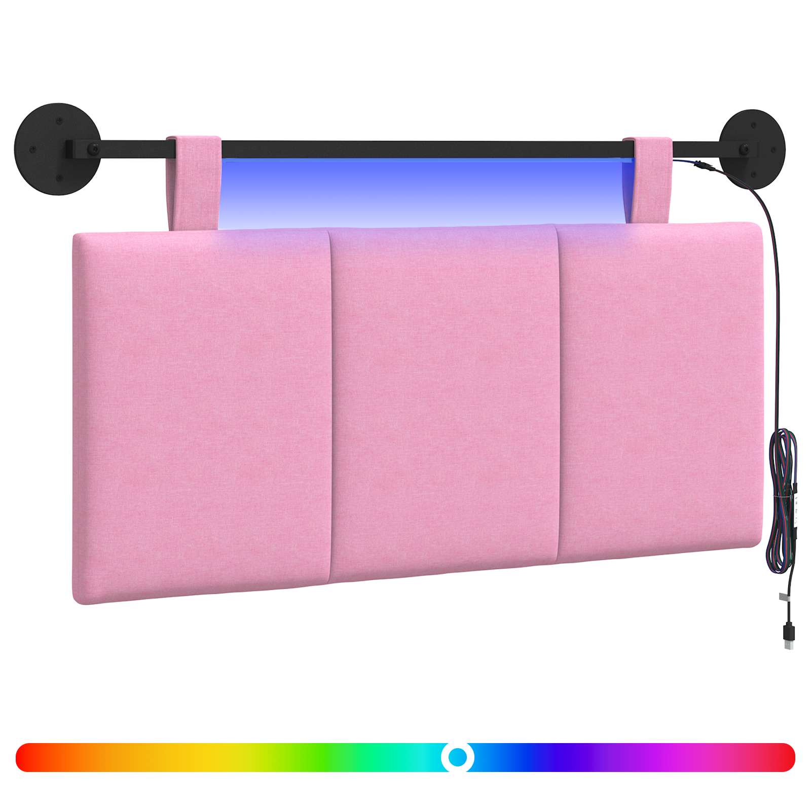 Hängendes Kopfteil Mit LED Licht Rosa Stoff