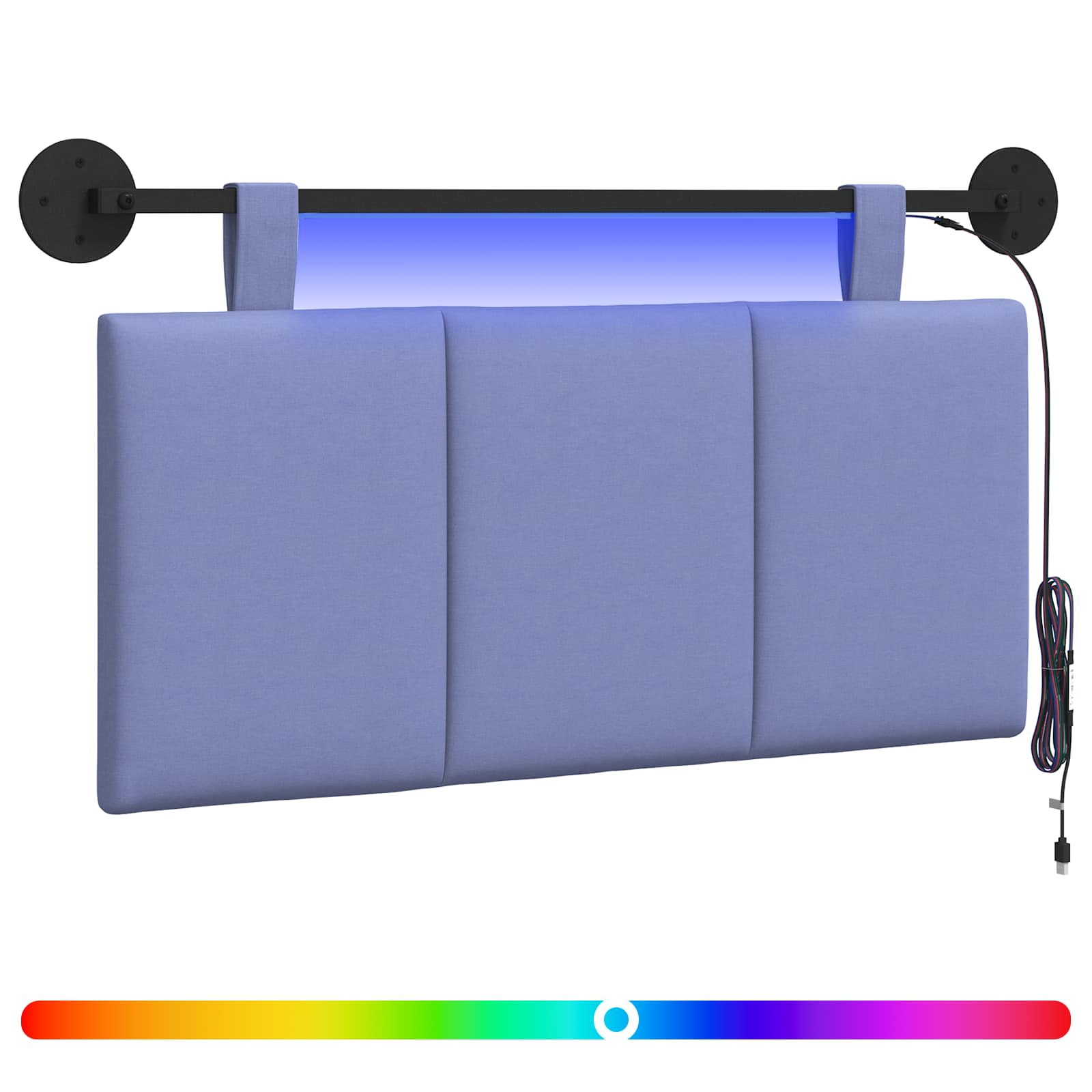 Hängendes Kopfteil Mit LED Licht Jeans blau Stoff