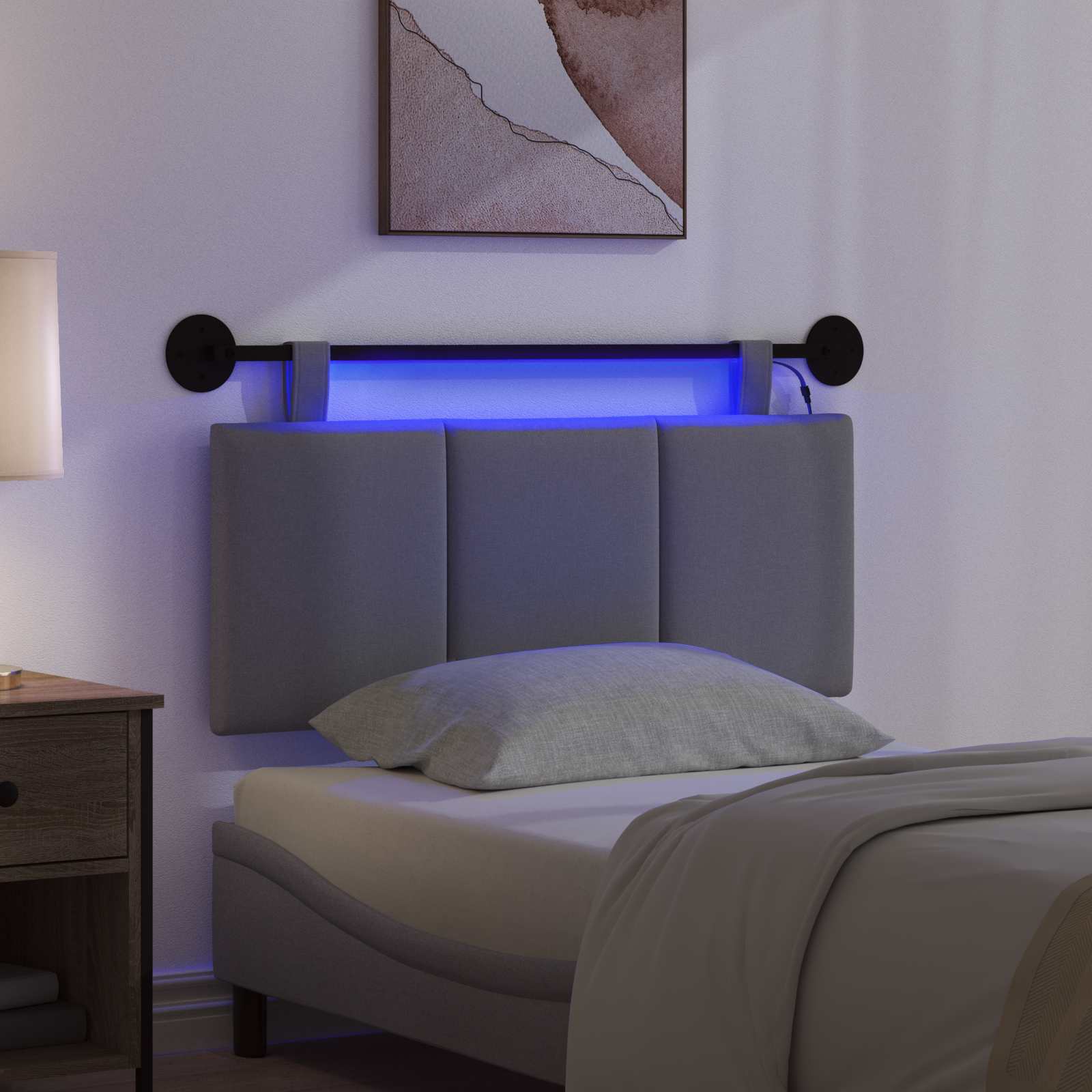 Hängendes Kopfteil Mit LED Licht Dunkelgrau Stoff