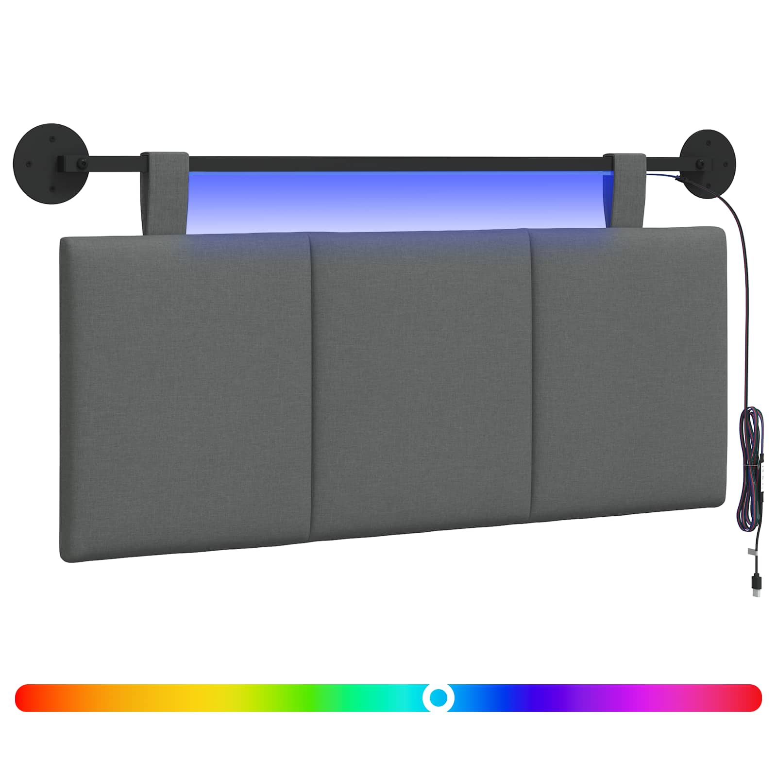 Hängendes Kopfteil Mit LED Licht Dunkelgrau Stoff