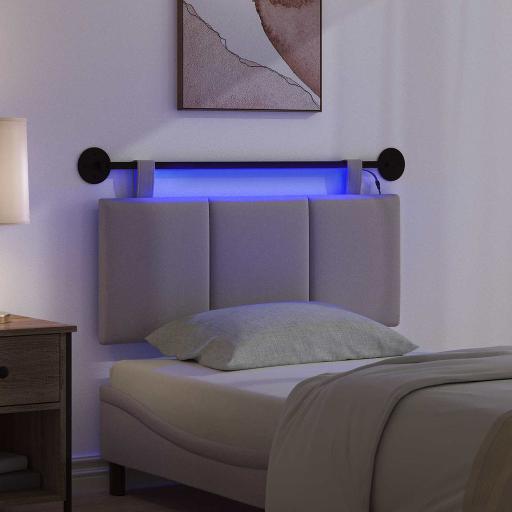 Hängendes Kopfteil Mit LED Licht Taupe Stoff