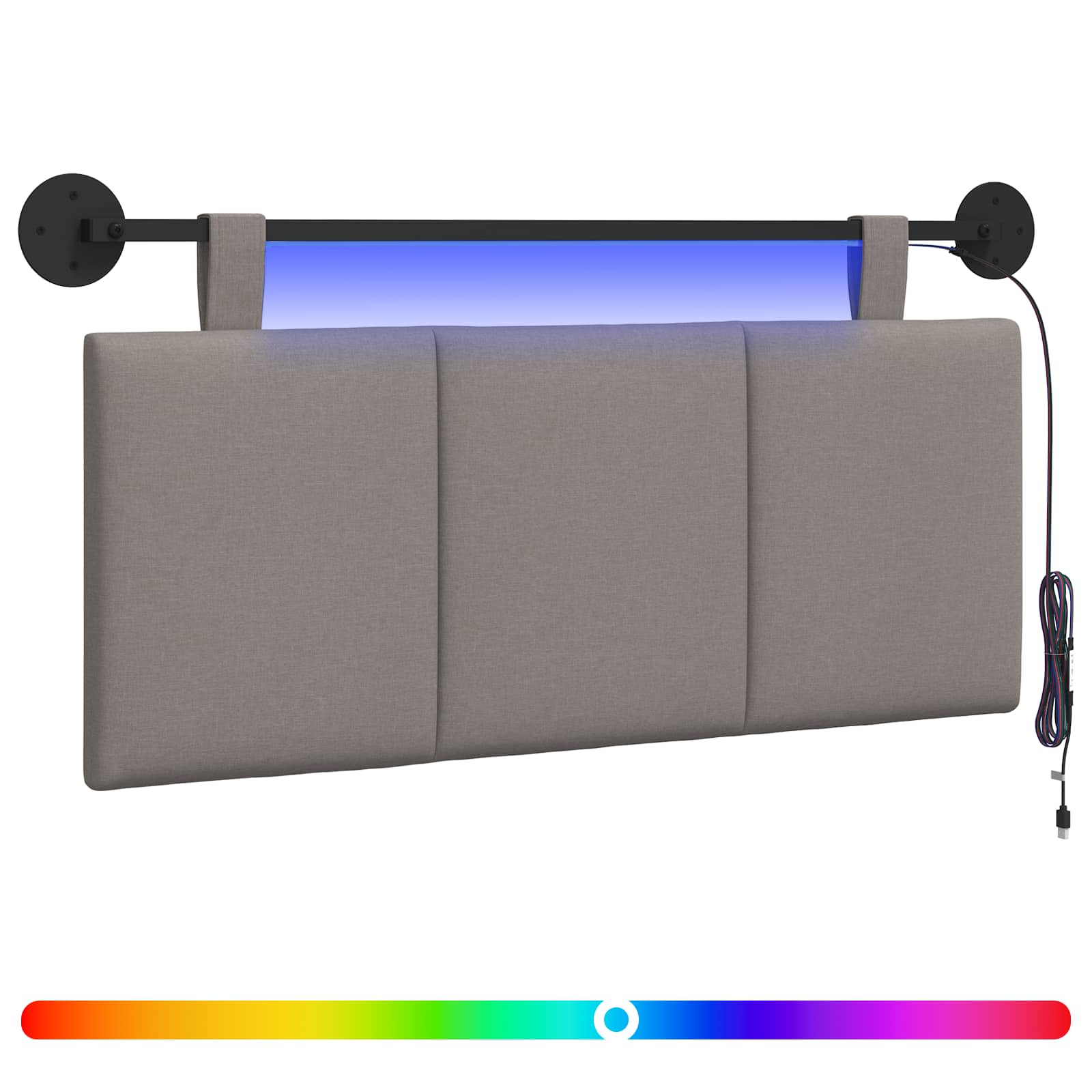 Hängendes Kopfteil Mit LED Licht Taupe Stoff