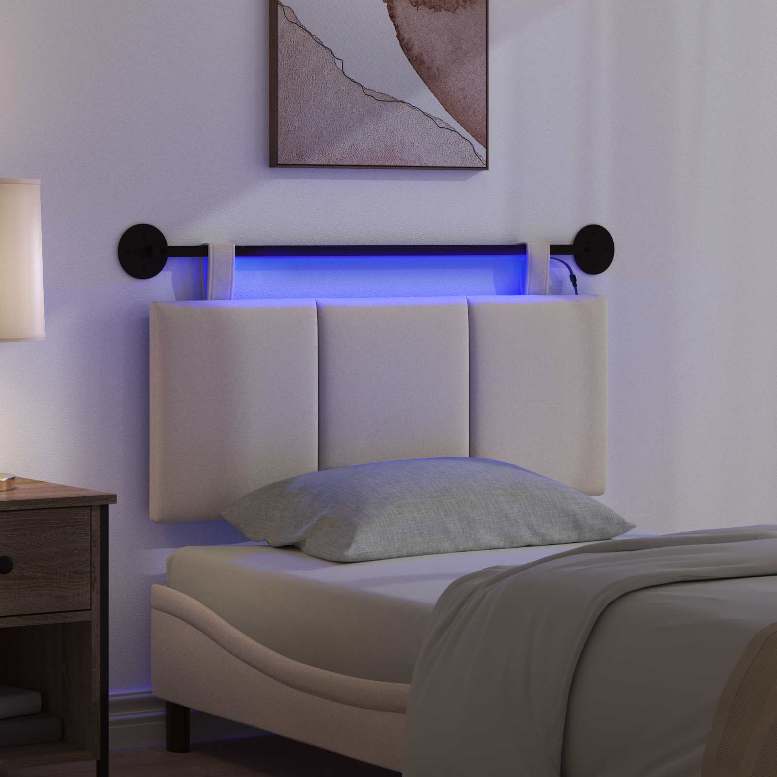 Hängendes Kopfteil Mit LED Licht Creme Stoff