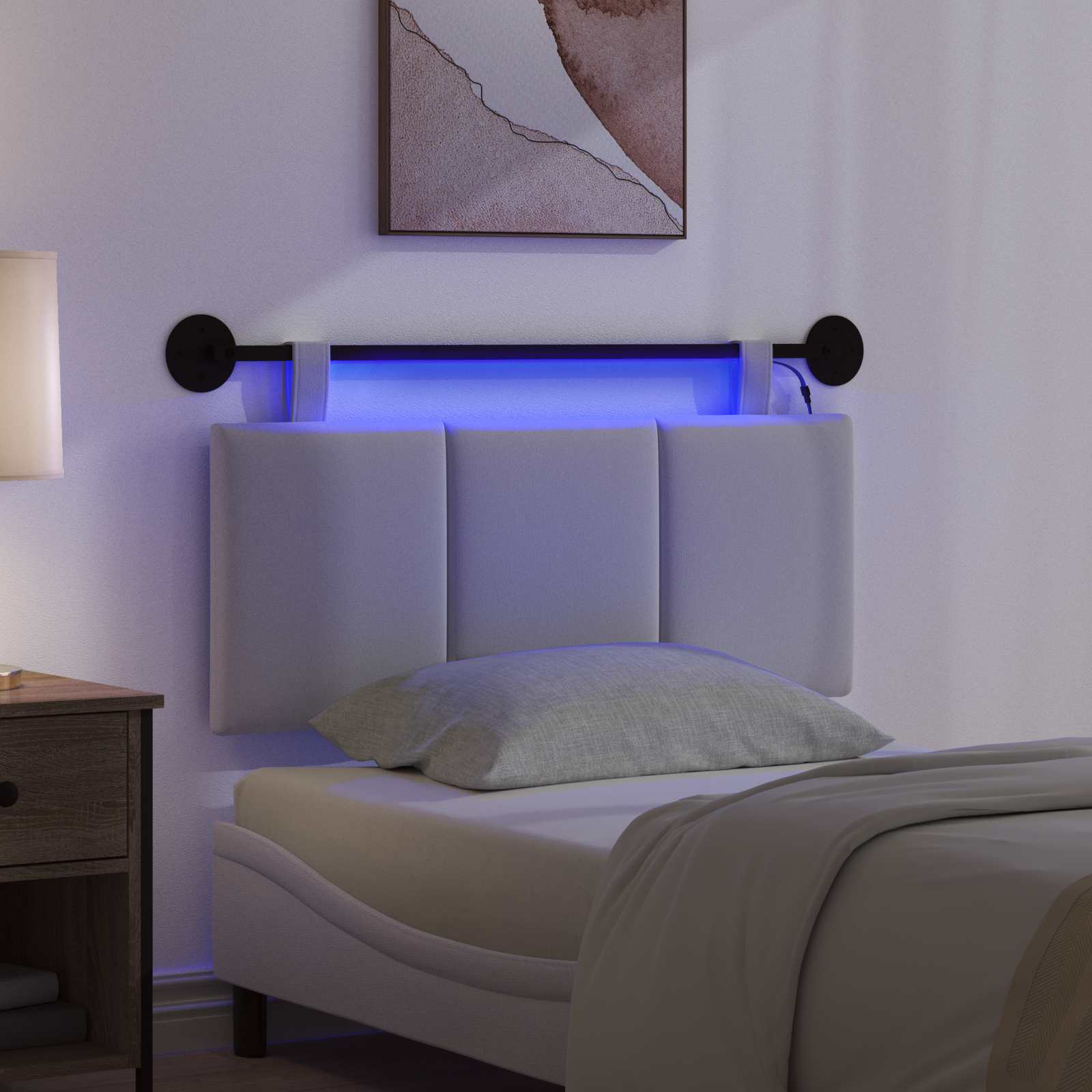 Hängendes Kopfteil Mit LED Licht Weiß Stoff