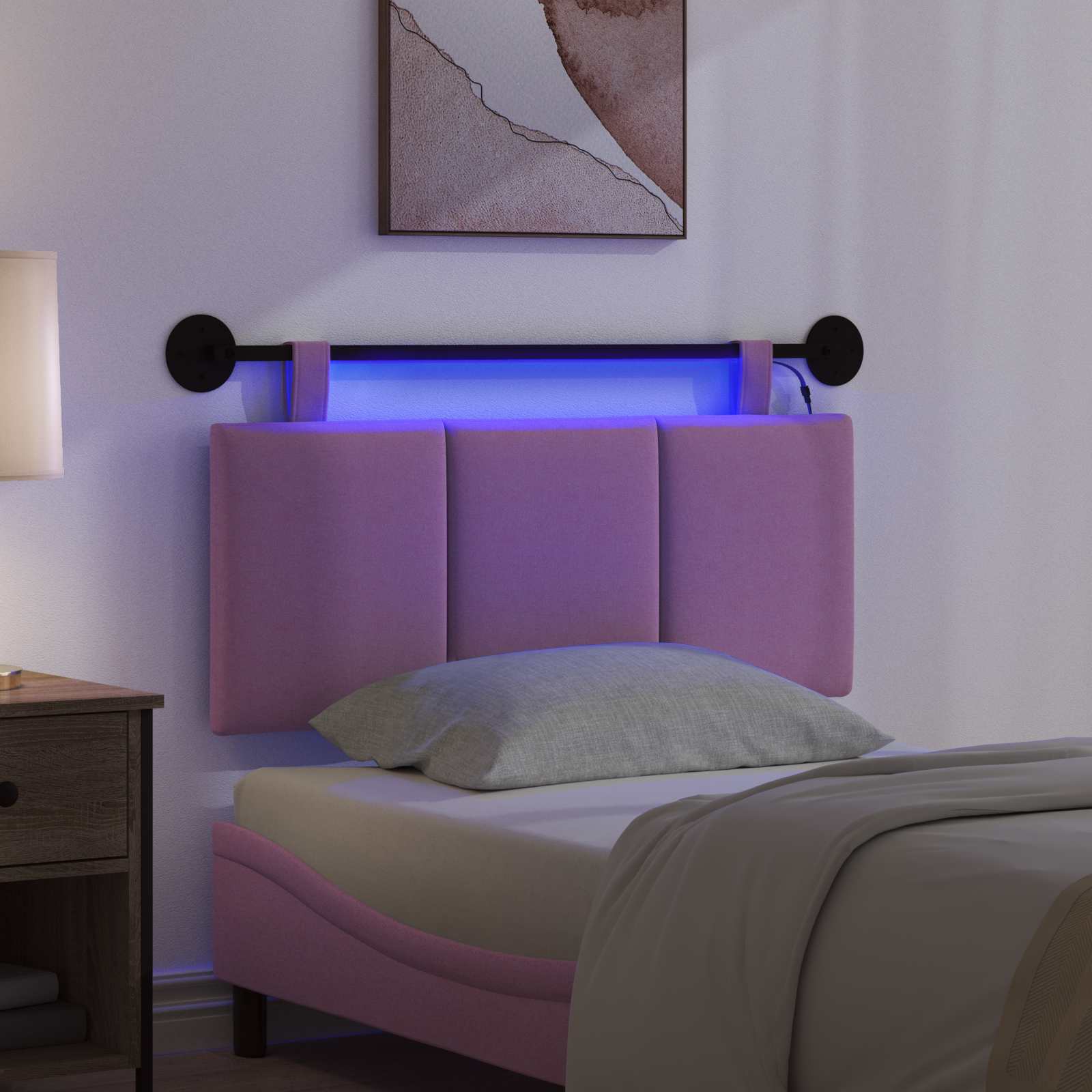 Hängendes Kopfteil Mit LED Licht Rosa Stoff