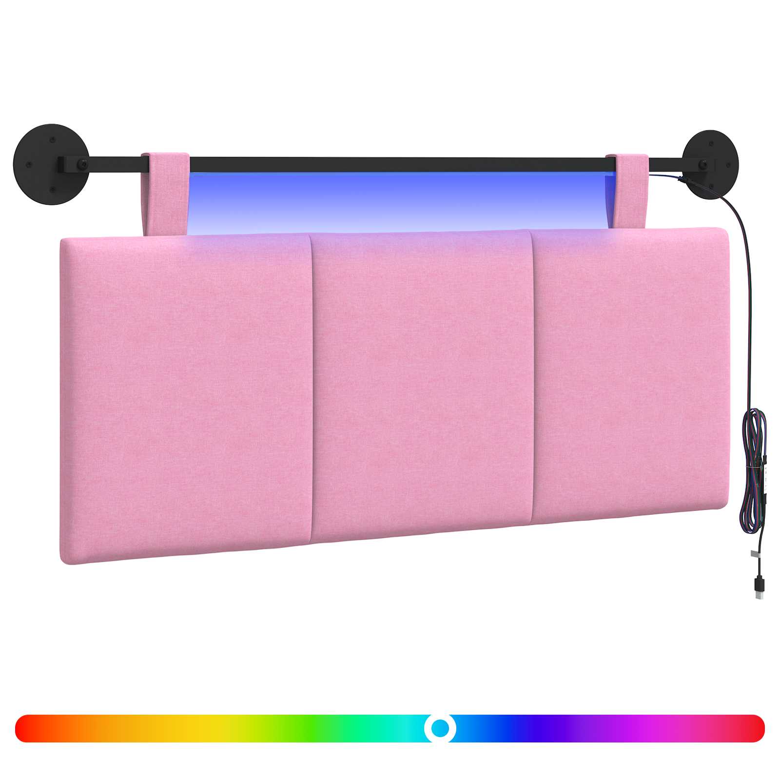 Hängendes Kopfteil Mit LED Licht Rosa Stoff