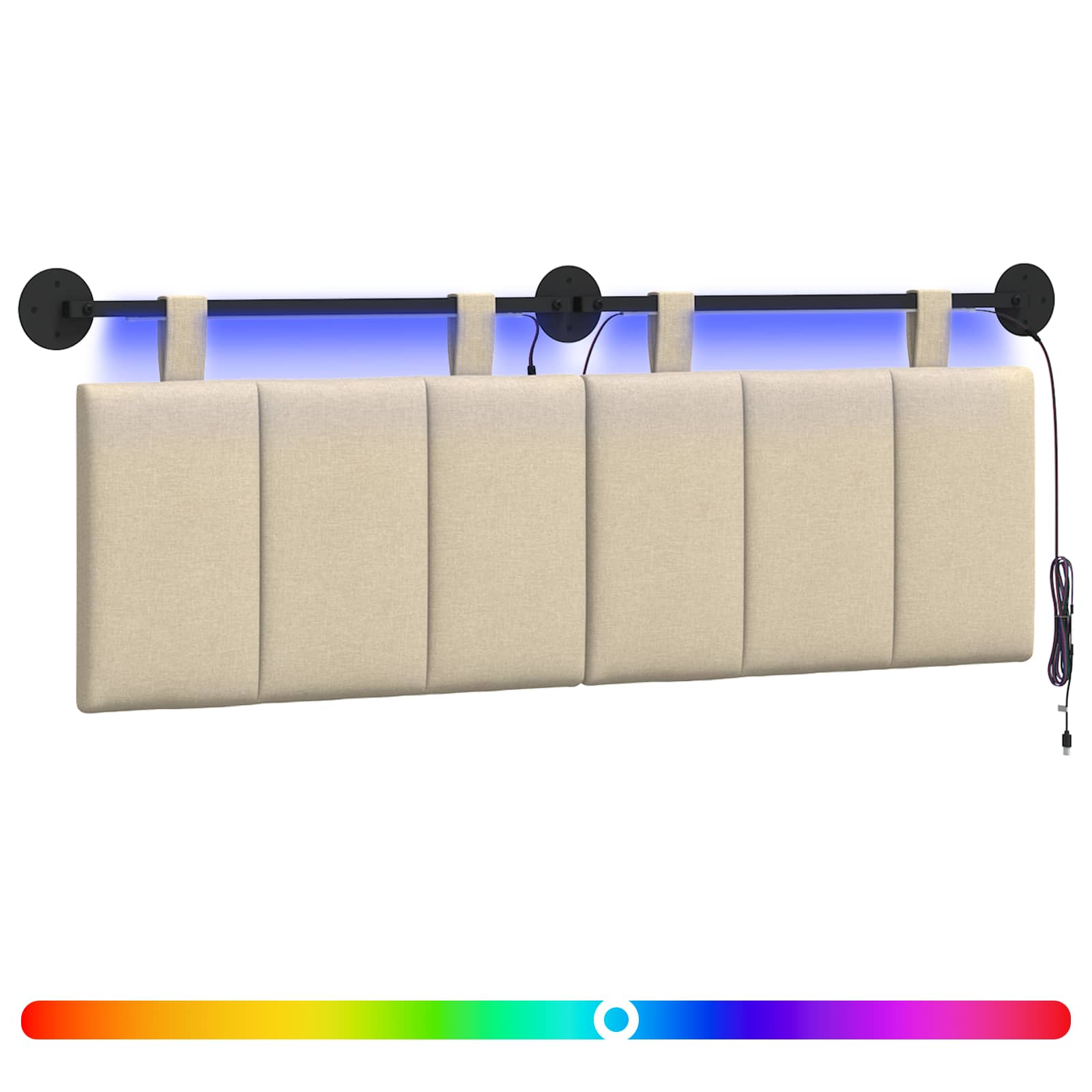 Hängendes Kopfteil Mit LED Licht Creme Stoff