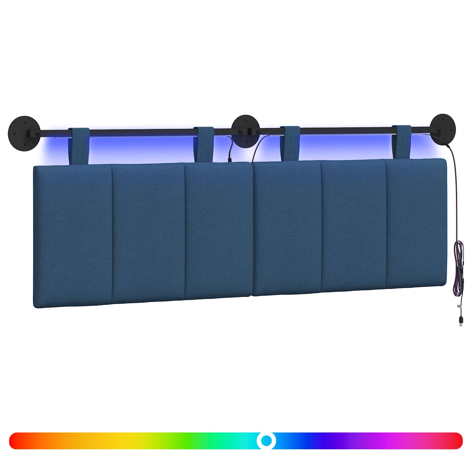Hängendes Kopfteil Mit LED Licht Blau Stoff