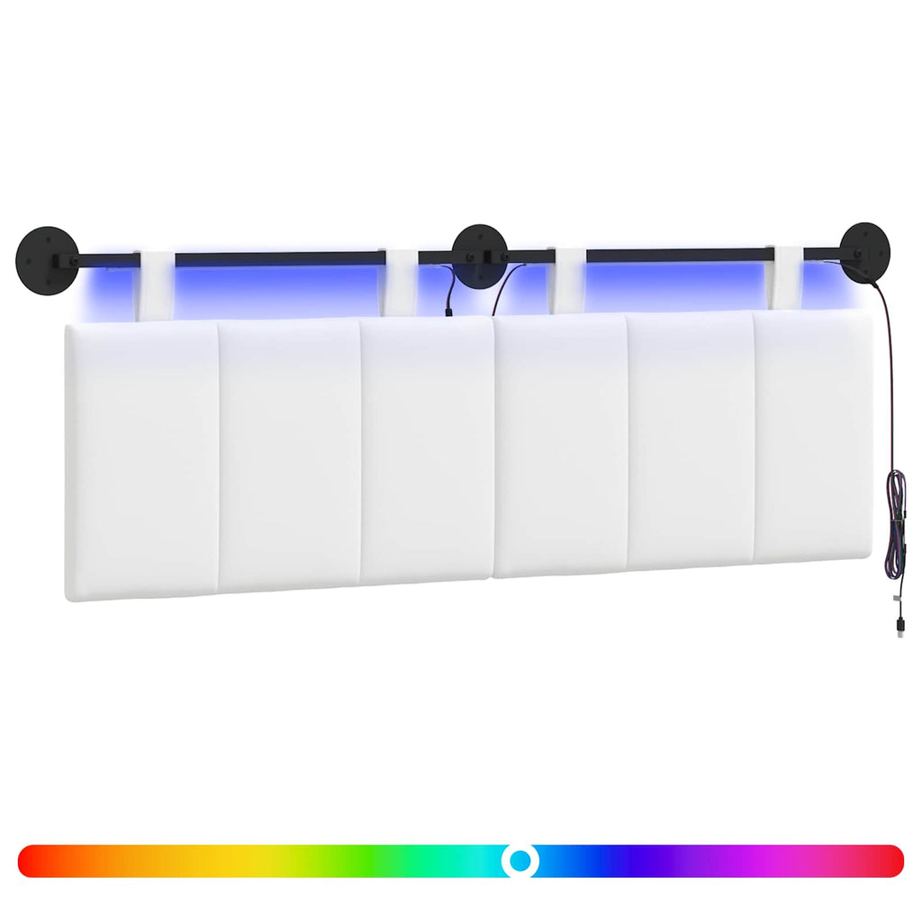 Hängendes Kopfteil Mit LED Licht Weiß Stoff