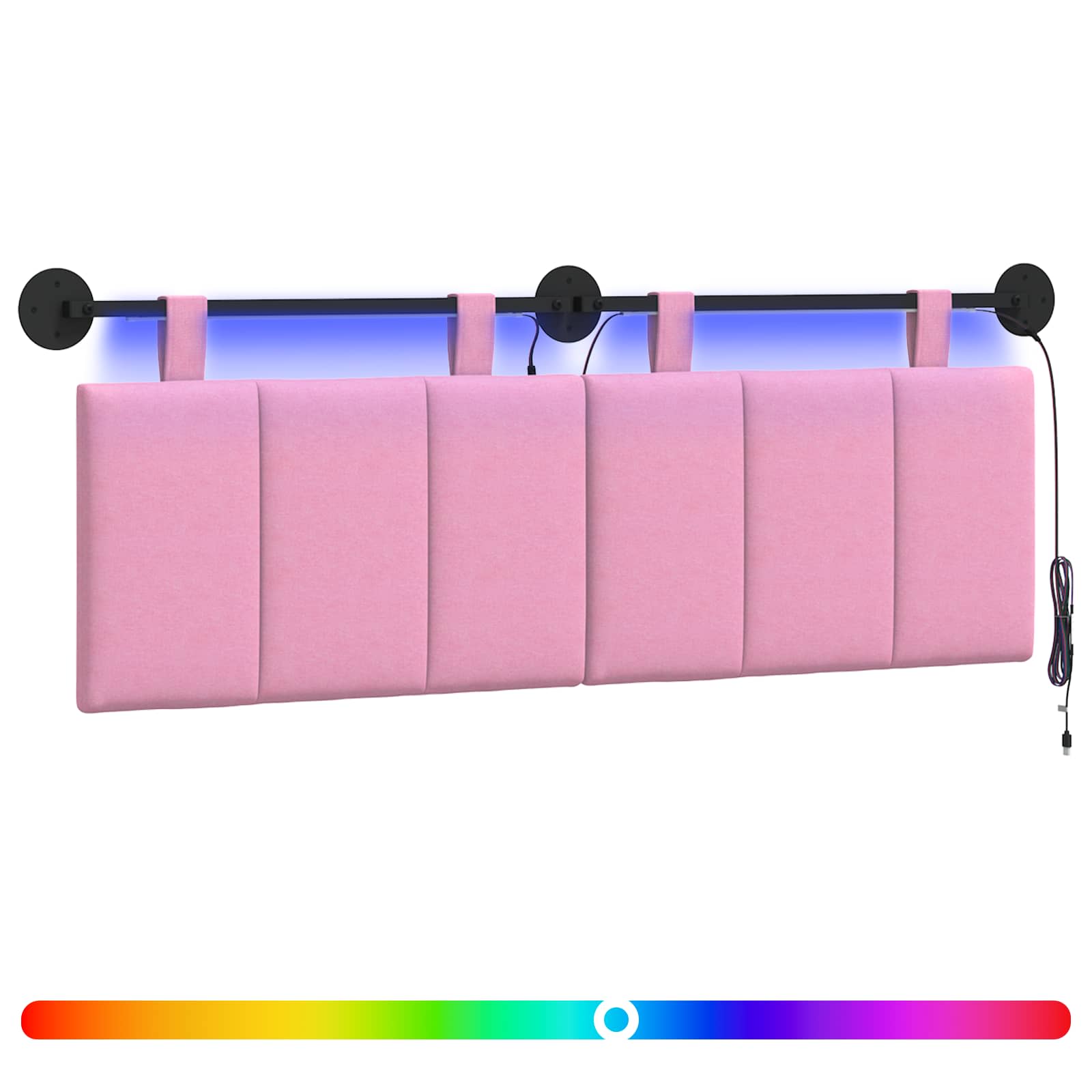 Hängendes Kopfteil Mit LED Licht Rosa Stoff