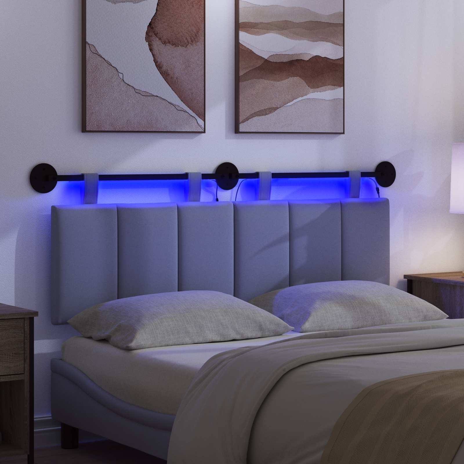 Hängendes Kopfteil Mit LED Licht Jeans blau Stoff