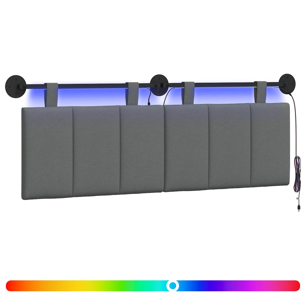 Hängendes Kopfteil Mit LED Licht Dunkelgrau Stoff