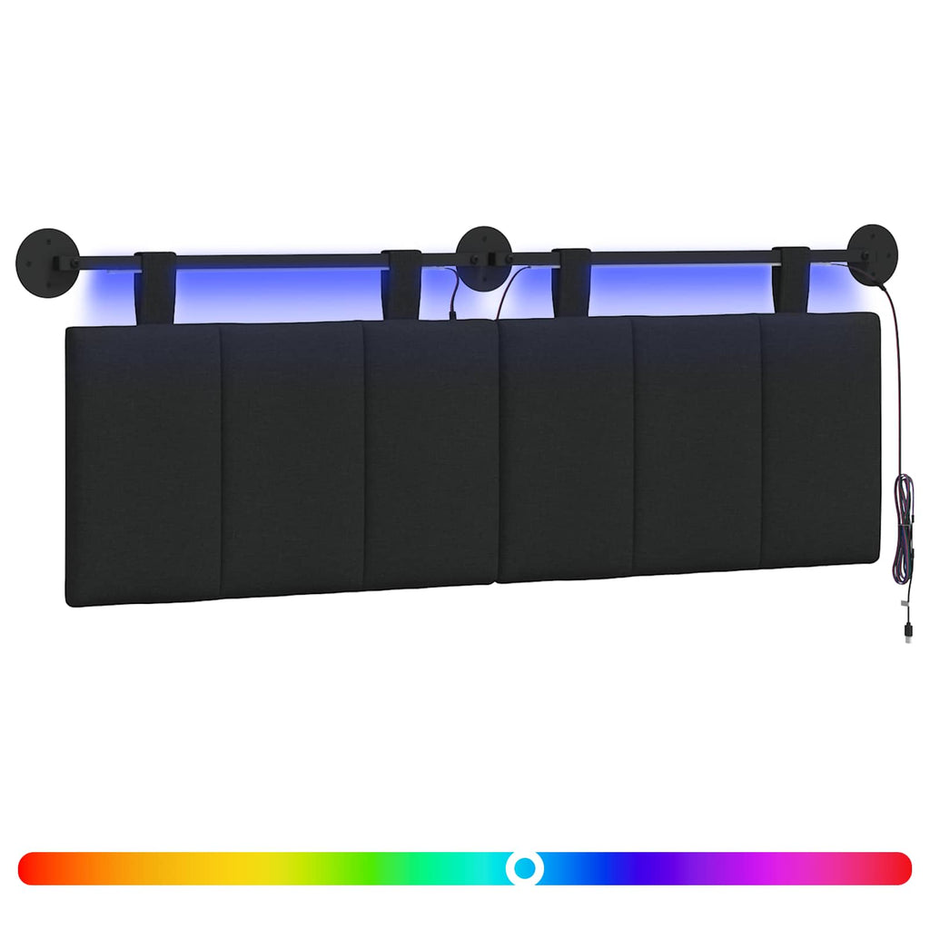 Hängendes Kopfteil Mit LED Licht Schwarz Stoff