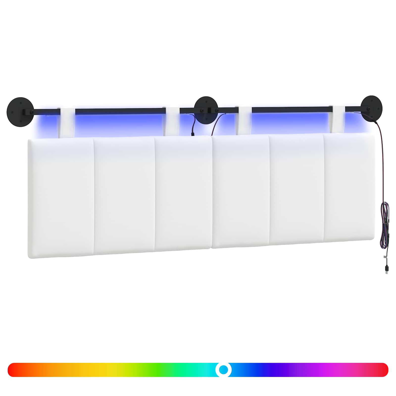 Hängendes Kopfteil Mit LED Licht Weiß Stoff