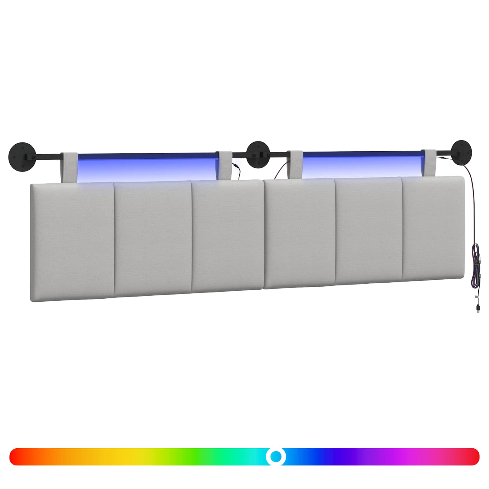 Hängendes Kopfteil Mit LED Licht Wolkengrau Stoff