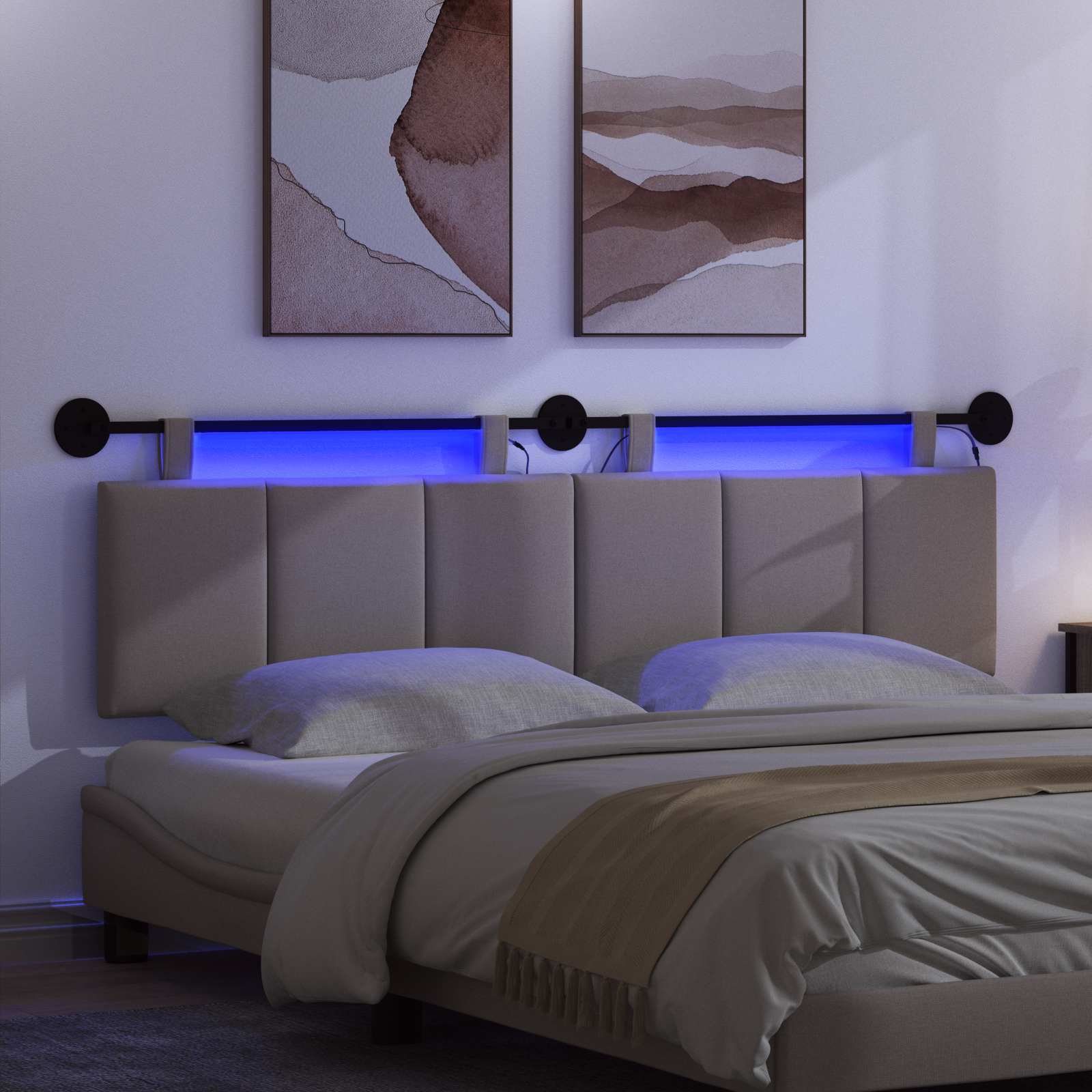 Hängendes Kopfteil Mit LED Licht Taupe Stoff