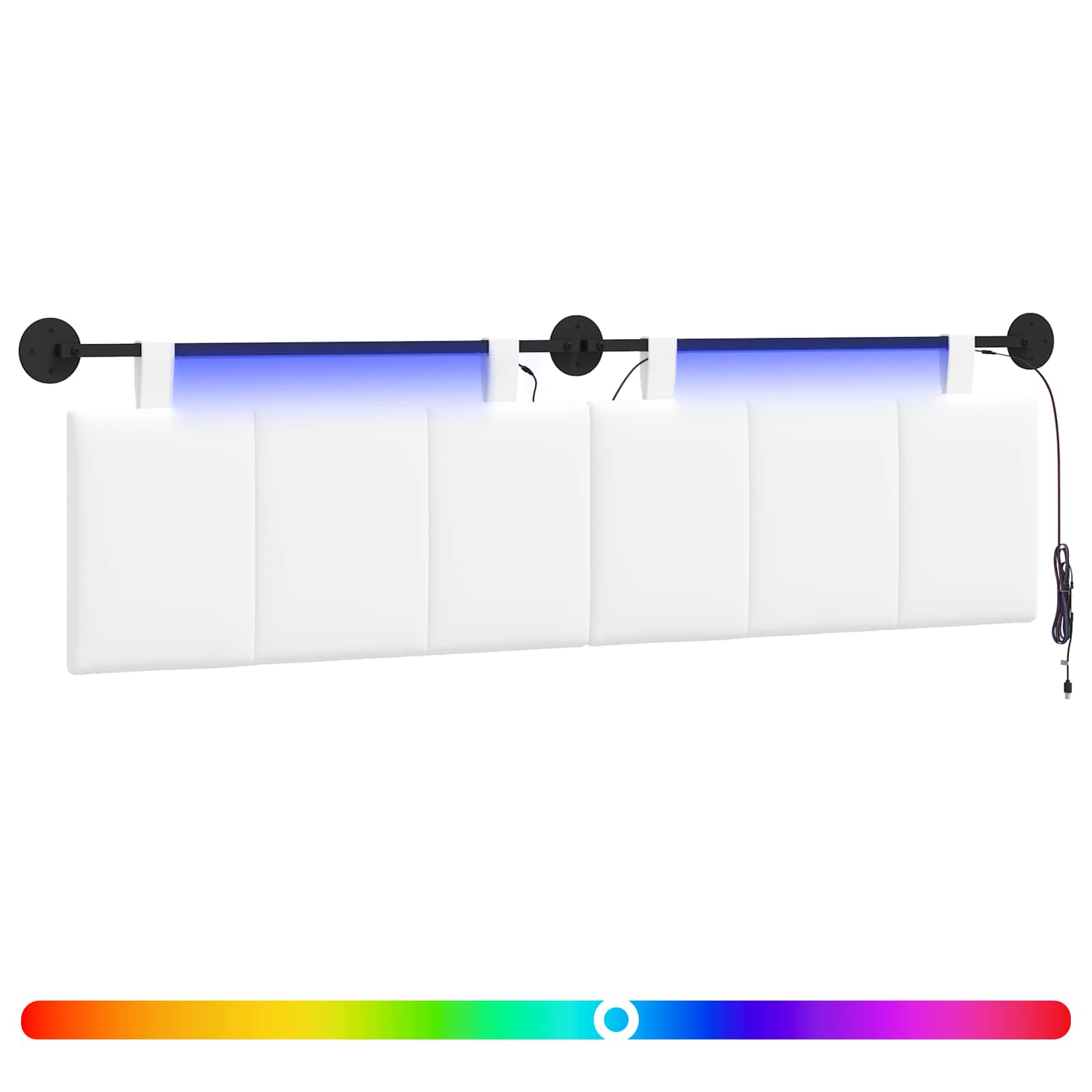 Hängendes Kopfteil Mit LED Licht Weiß Stoff