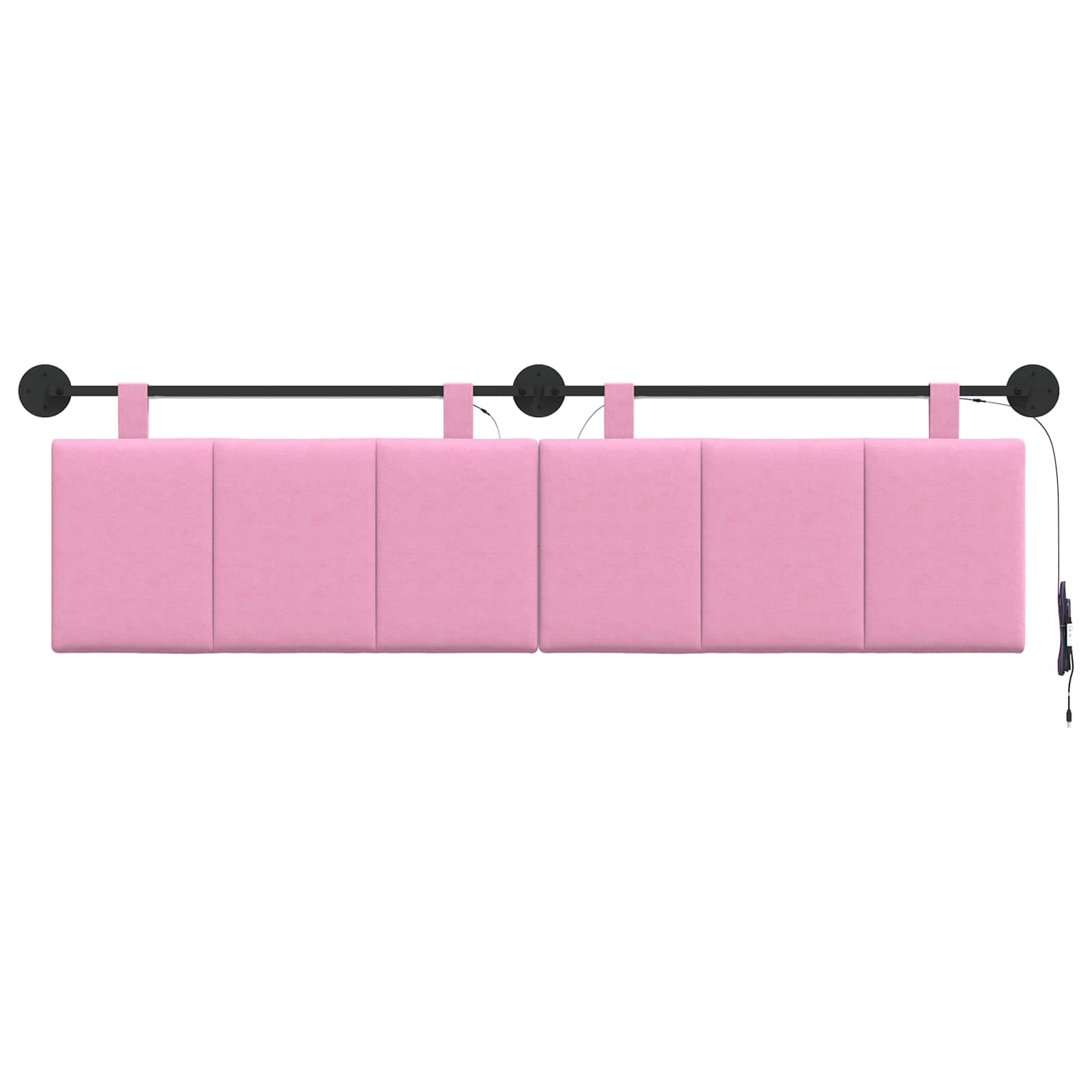 Hängendes Kopfteil Mit LED Licht Rosa Stoff