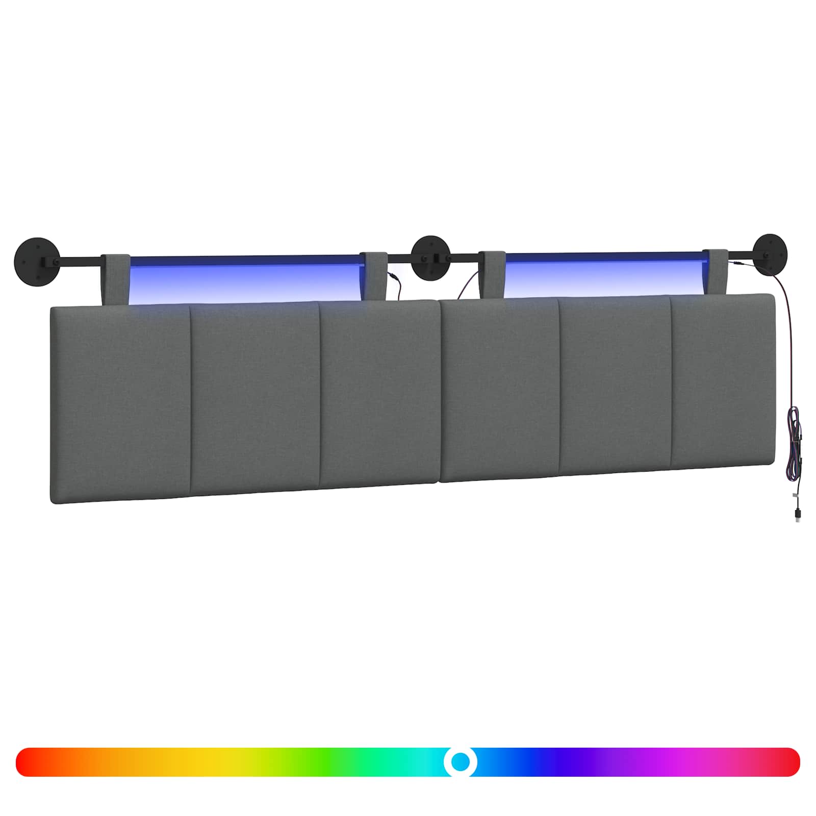 Hängendes Kopfteil Mit LED Licht Dunkelgrau Stoff