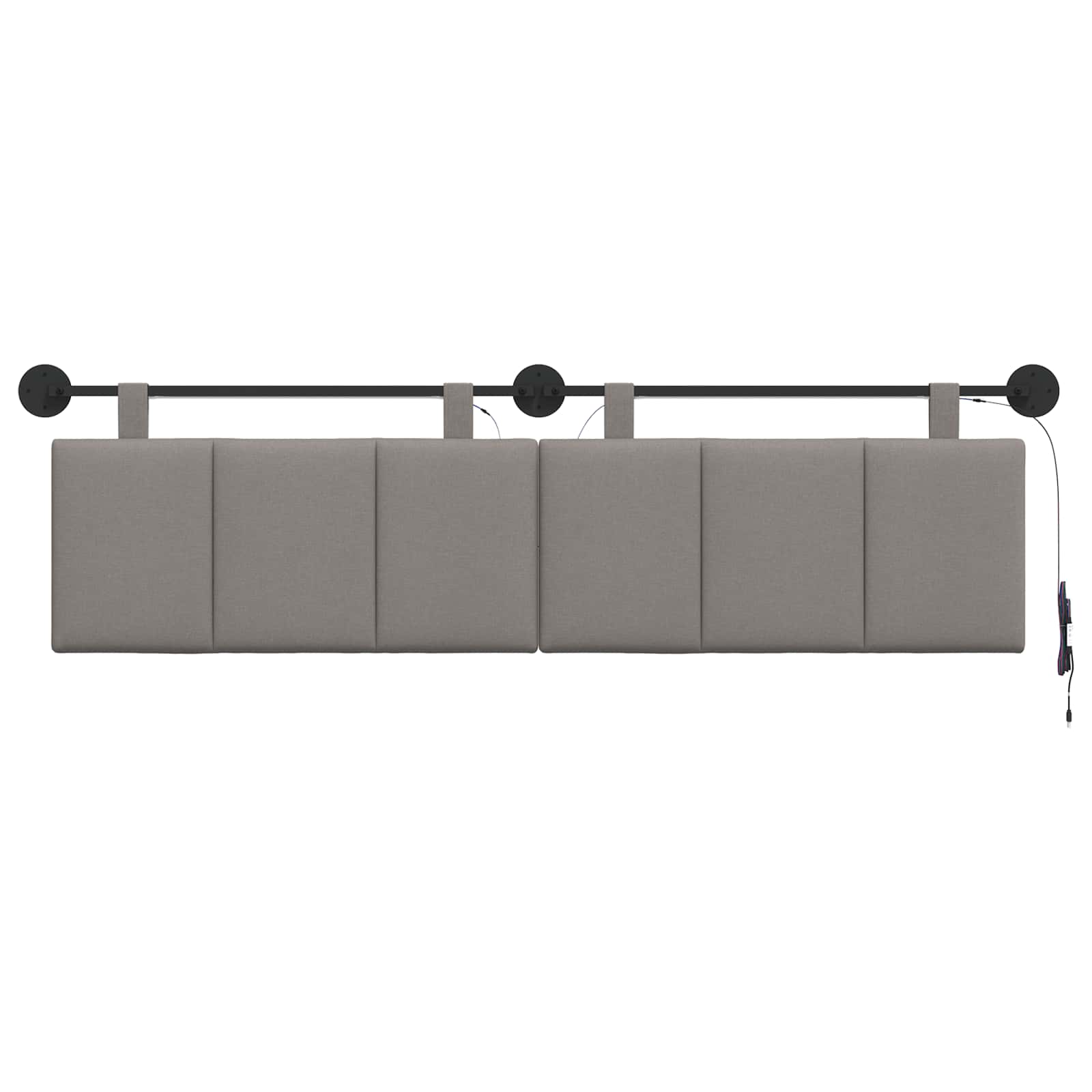 Hängendes Kopfteil Mit LED Licht Taupe Stoff