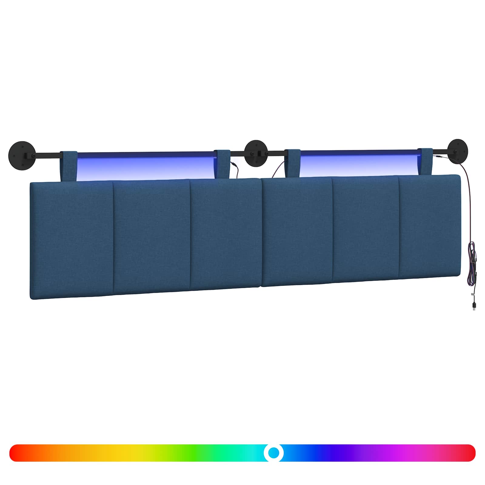 Hängendes Kopfteil Mit LED Licht Blau Stoff