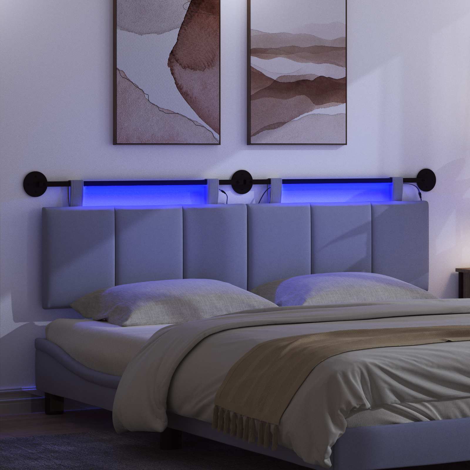Hängendes Kopfteil Mit LED Licht Jeans blau Stoff