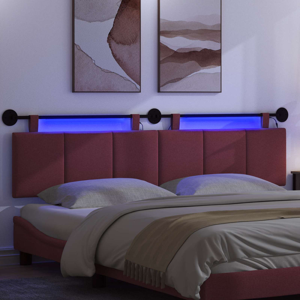 Hängendes Kopfteil Mit LED Licht Weinrot Stoff