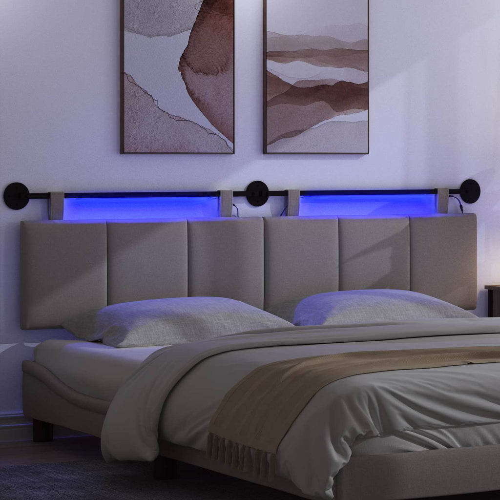 Hängendes Kopfteil Mit LED Licht Taupe Stoff