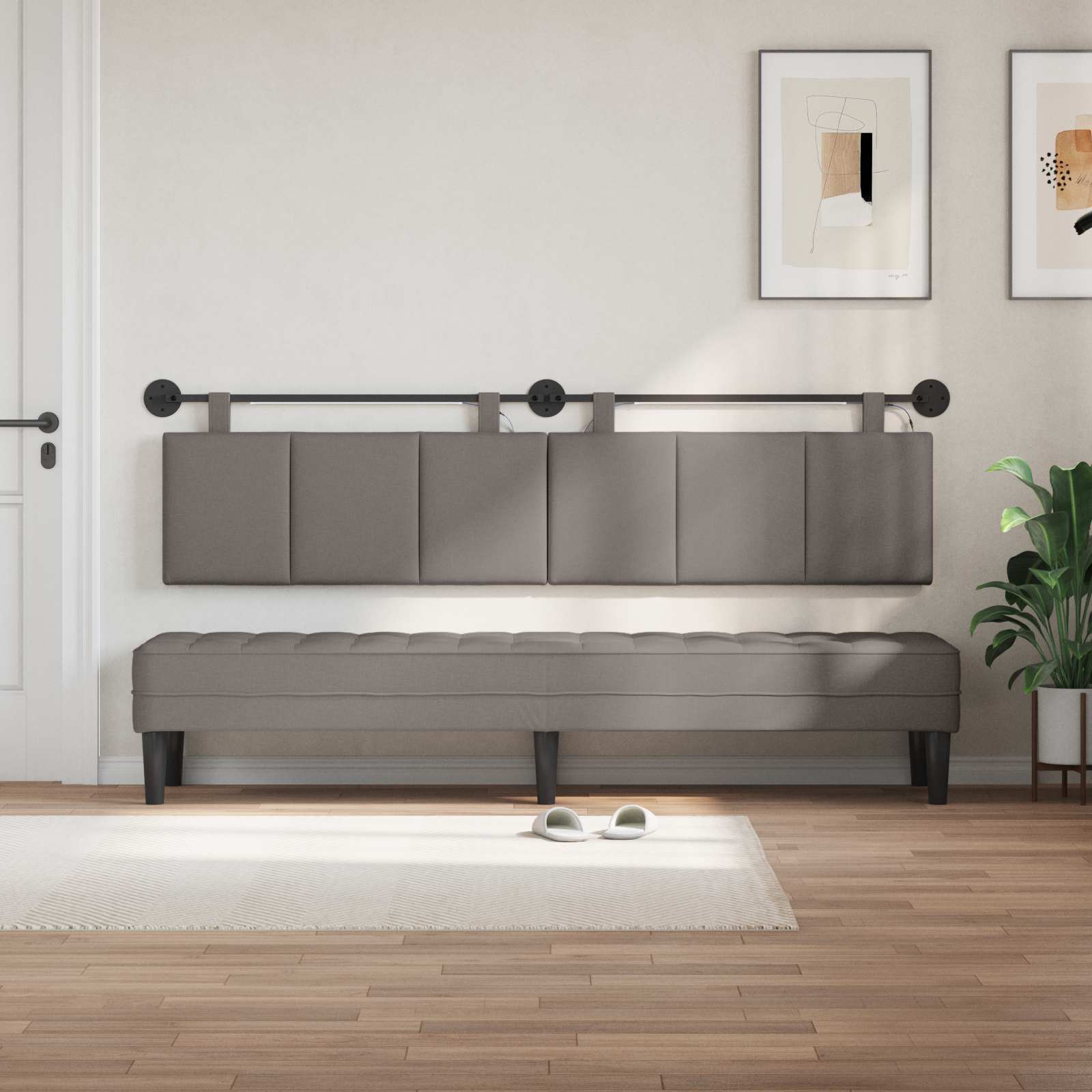 Hängendes Kopfteil Mit LED Licht Taupe Stoff
