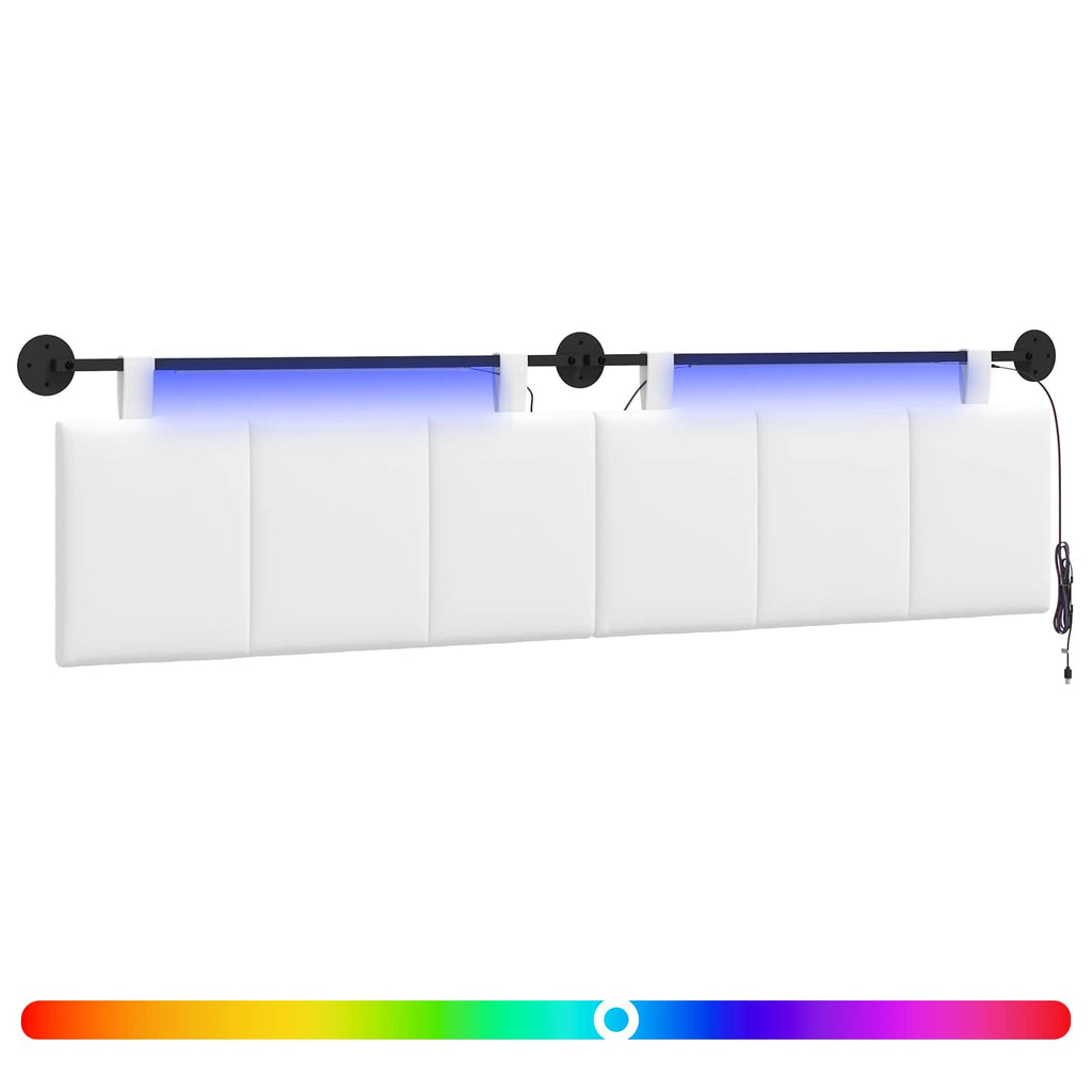 Hängendes Kopfteil Mit LED Licht Weiß Stoff