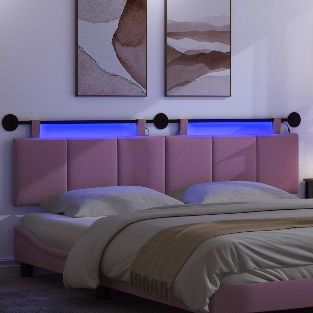 Hängendes Kopfteil Mit LED Licht Rosa Stoff