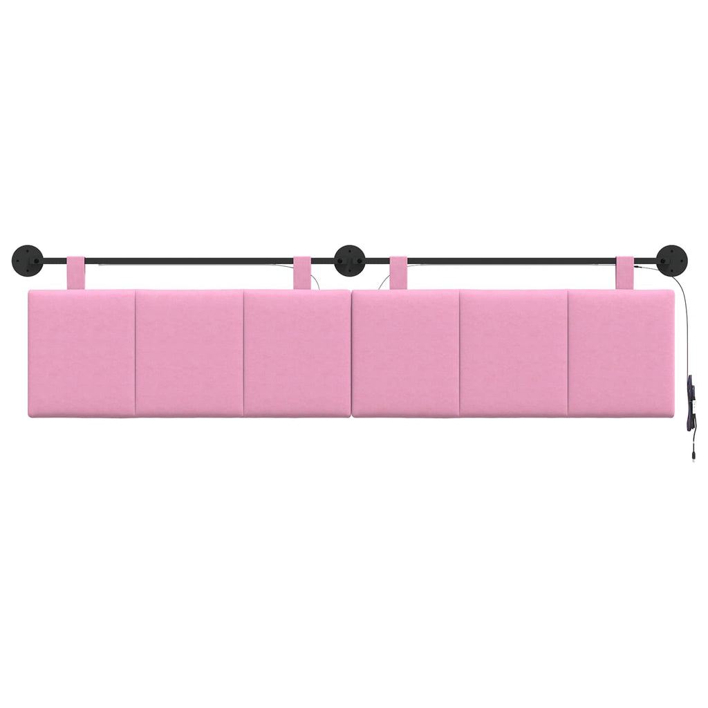 Hängendes Kopfteil Mit LED Licht Rosa Stoff