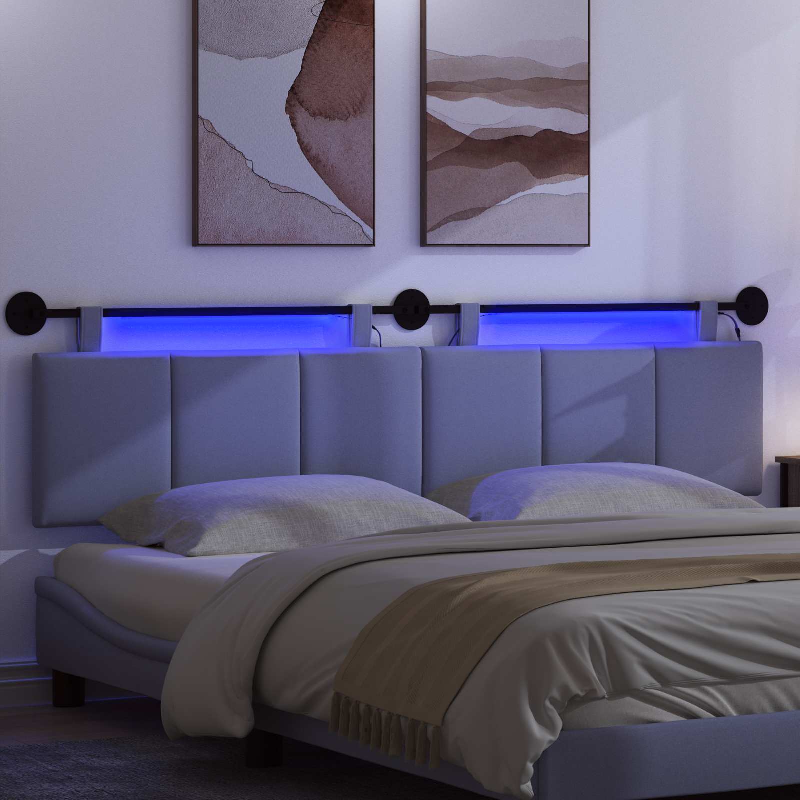 Hängendes Kopfteil Mit LED Licht Jeans blau Stoff