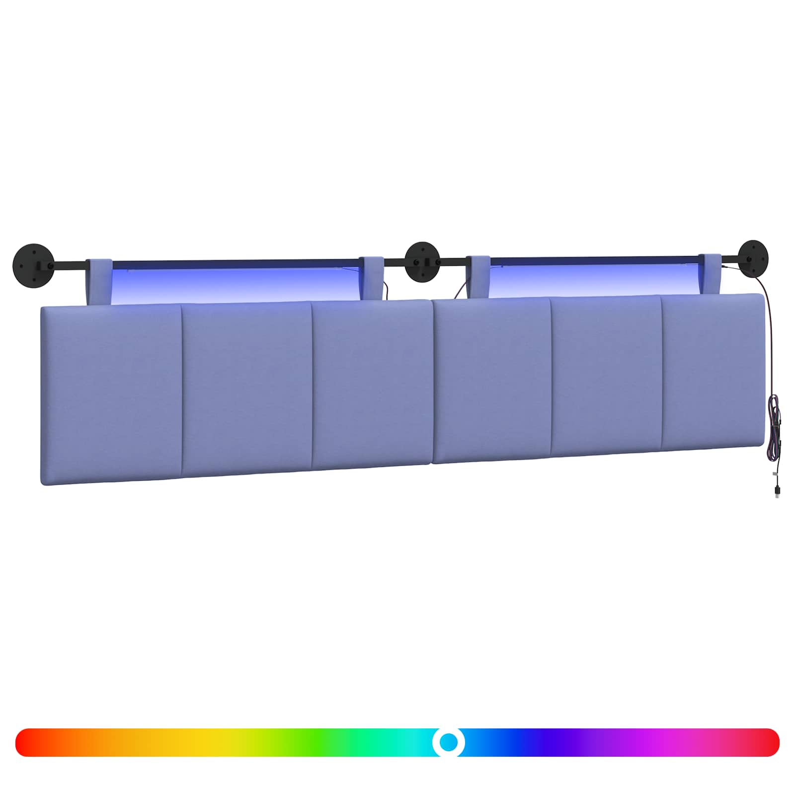 Hängendes Kopfteil Mit LED Licht Jeans blau Stoff